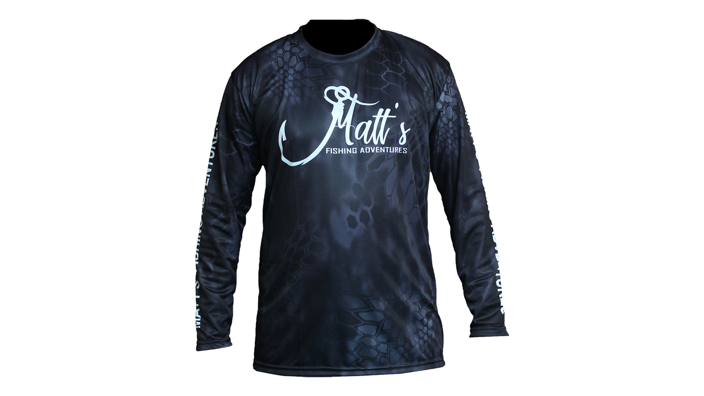Matt's Fishing Adventures long sleeve Dri-Fit Black Kryptek Sunset Trout