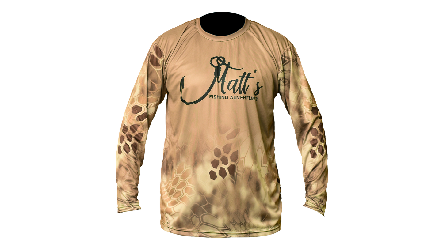 Matt's Fishing Adventures long sleeve Dri-Fit Brown Kryptek MFA Flounder