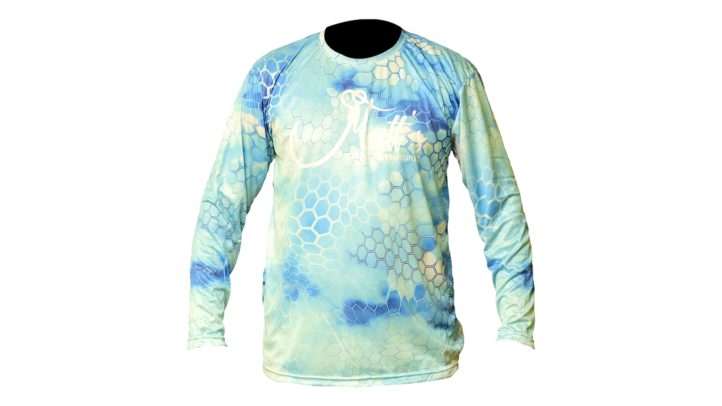 Matt's Fishing Adventures long sleeve Dri-Fit Aqua Kryptek Shrimp Boat