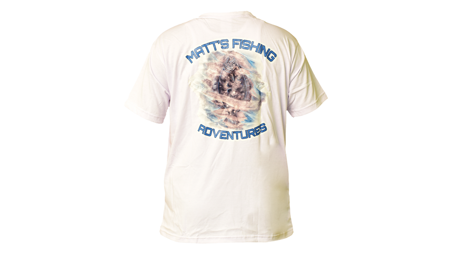 Matt's Fishing Adventures Cotton T-Shirt White MFA Flounder