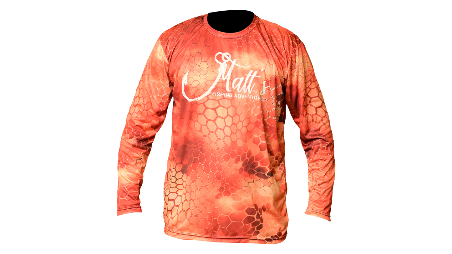 Matt's Fishing Adventures long sleeve Dri-Fit Orange Kryptek Redfish Scene