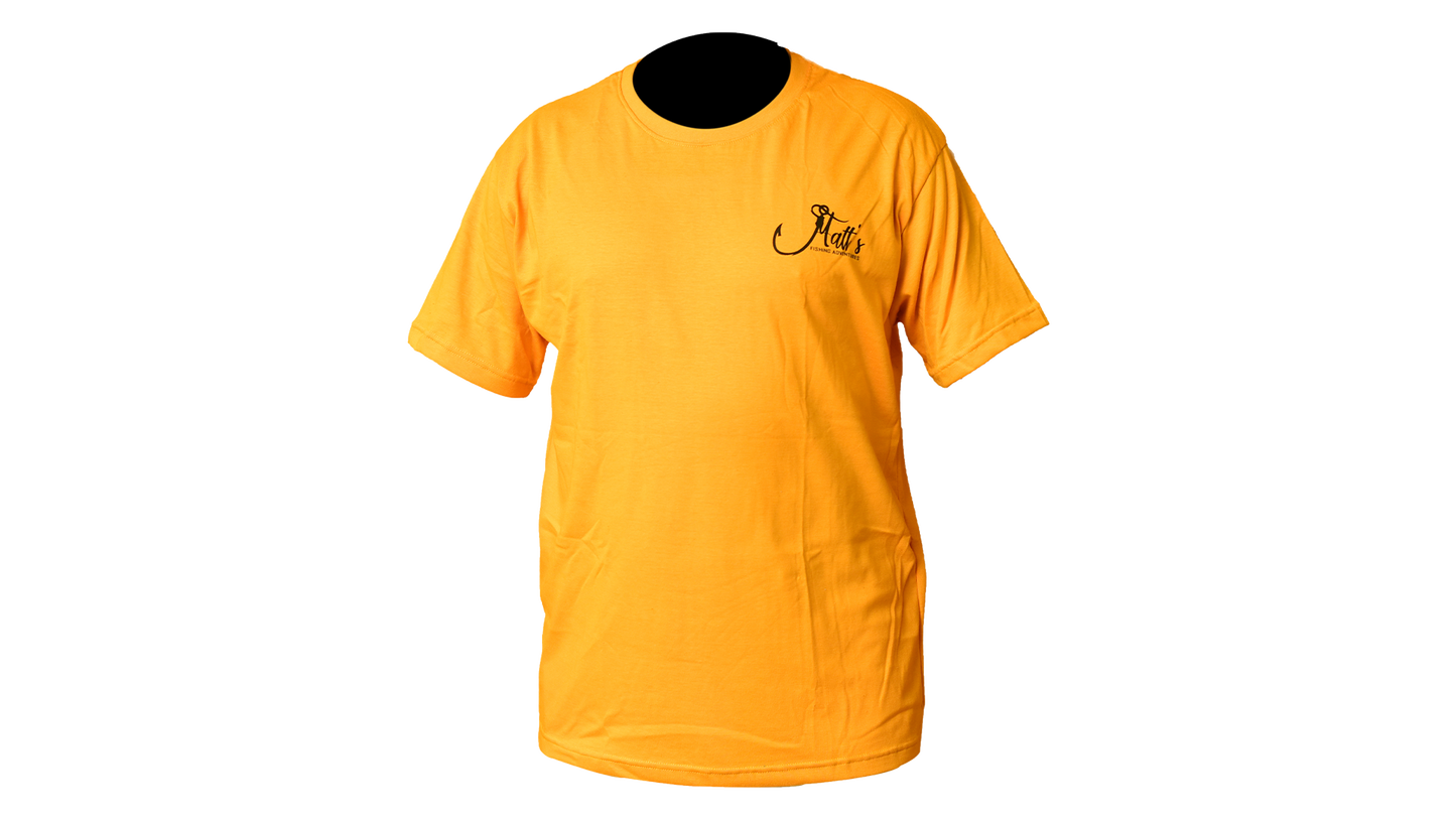 Matt's Fishing Adventures Cotton T-Shirt Yellow Redfish Scene
