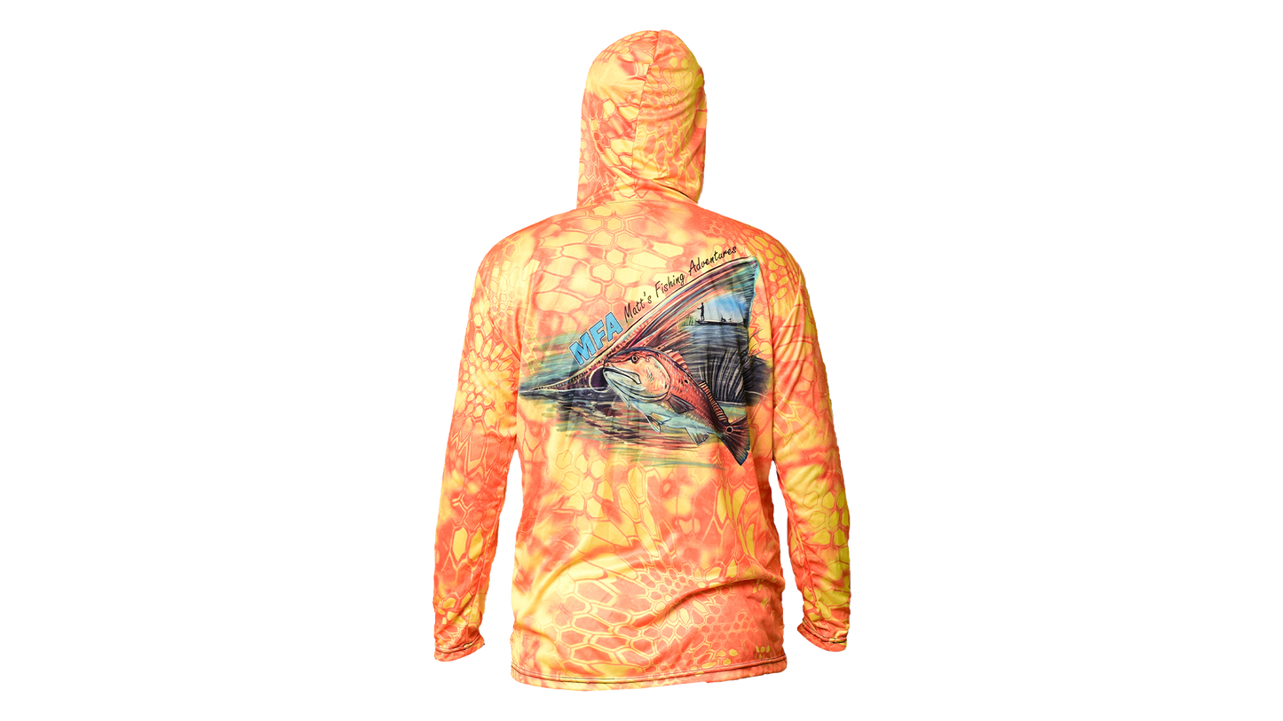 Matt's Fishing Adventures Dri-Fit Hoodie Yellow Kryptek Redfish Scene