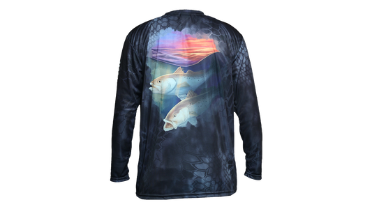 Matt's Fishing Adventures long sleeve Dri-Fit Black Kryptek Sunset Trout