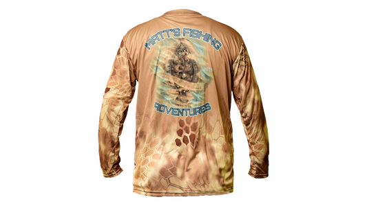 Matt's Fishing Adventures long sleeve Dri-Fit Brown Kryptek MFA Flounder