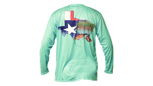 Matt's Fishing Adventures long sleeve Dri-Fit Seafoam Green Texas Marsh