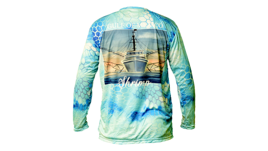 Matt's Fishing Adventures long sleeve Dri-Fit Aqua Kryptek Shrimp Boat
