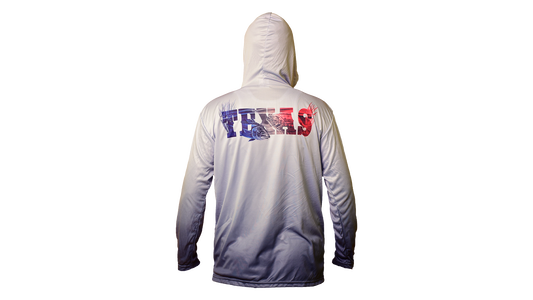 Matt's Fishing Adventures Dri-Fit Hoodie Grey to Black Fade Texas Logo